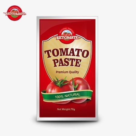 Kantong rata dengan harga pabrik dari pasta tomat 70g tersedia dengan tingkat kemurnian mulai dari 30% hingga 100%