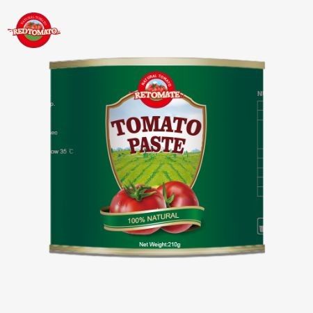 China Factory OEM 210g Canend Tomato Paste Standar produksi yang ditetapkan oleh ISO HACCP dan FDA