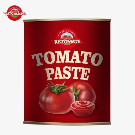 800g pasta tomat kaleng yang mematuhi standar kualitas dan keselamatan internasional termasuk ISO HACCP BRC dan FDA