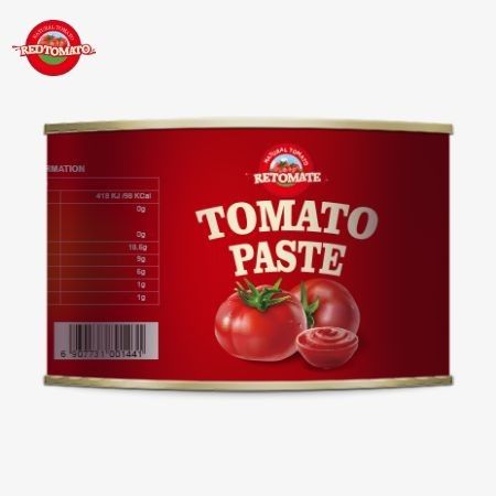 Makanan Tomat Kaleng Halal Berkualitas Tinggi 28-30% Pasta Tomat Konsentrasi Dalam 2200g Untuk Masakan Muslim Afrika Halal