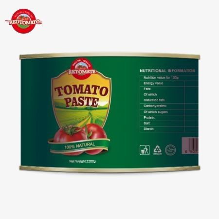 Produk Tomat Kaleng Halal Berkualitas Tinggi 28-30% Pasta Tomat Konsentrasi Dalam 2200g Masakan Muslim Halal Afrika