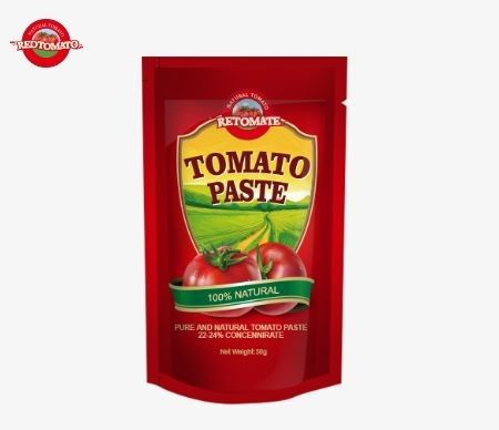 50g Stand-Up Sachet Tomato Paste Memenuhi Standar ISO HACCP Dan BRC Memastikan Kepatuhan Harga Pabrik