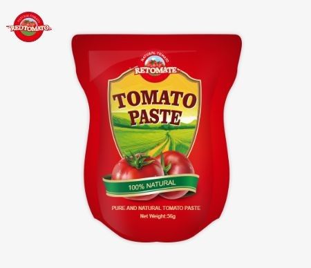 56g Stand Sachet / Flat Bag Tomato Paste Dengan Konsentrasi 28-30% 22-24% Dan 18-20%
