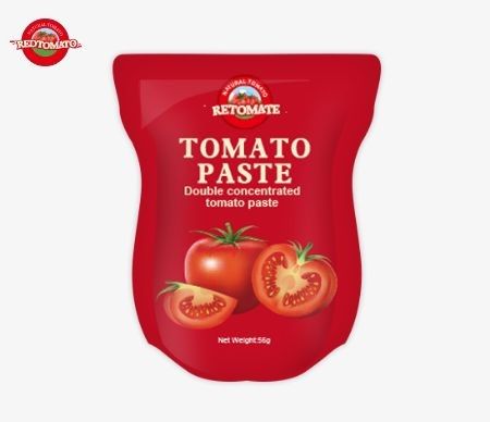 Grosir Stand-Up Sachet Tomato Paste, tersedia dalam ukuran 56g dan 70g Menawarkan produk murni tanpa aditif