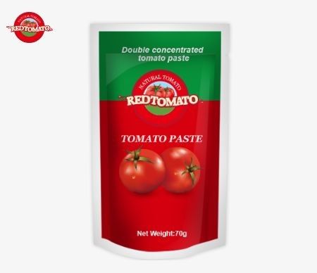 Sachet pasta tomat berkualitas tinggi tersedia dalam desain datar dan berdiri, terkonsentrasi ganda dan beratnya 70g