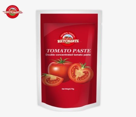 Tas Pasta Tomat Premium Dalam Desain Datar Dan Berdiri Double terkonsentrasi masing-masing Berat 70g