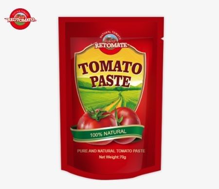 Premium 70g Tomato Paste Sachet Double Concentrated Tersedia dalam desain datar dan berdiri
