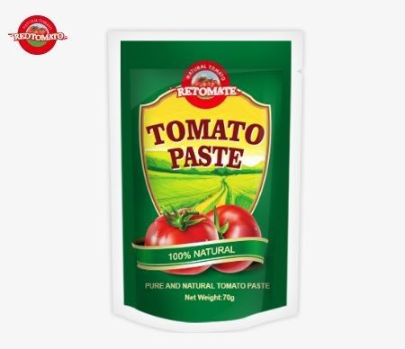 Tas Stand-Up Tomat 70g yang dibuat oleh Perfect sangat ideal untuk kemasan makanan dengan cetak khusus