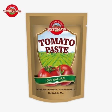 80g Tomato Paste Stand-up Bag Double Concentrated, kemurnian berkisar dari 30% hingga 100%