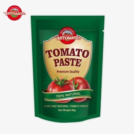 80g kantong berdiri-up berisi pasta tomat terkonsentrasi ganda dengan tingkat kemurnian mulai dari 30% sampai 100%