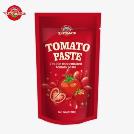 Pasta Tomat 100% kemurnian dalam stand up sachet tomat pasta tomat dengan ukuran 100g