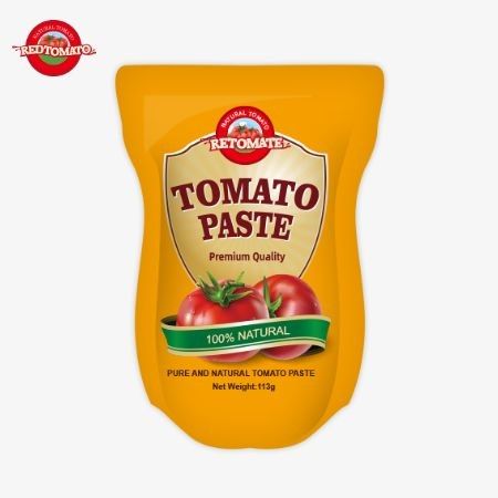 113g Dalam Stand-up Sachet Tomato Paste Factory ISO HACCP BRC Dan FDA Standar Produksi