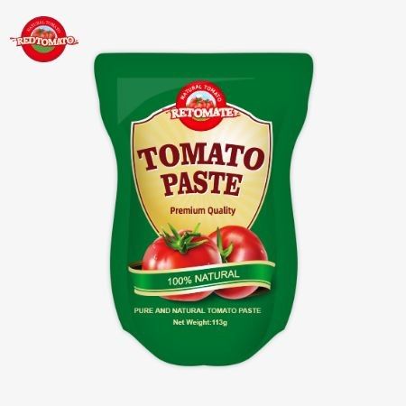 Tomat Paste 113g Stand-up Sachet Sesuai dengan ISO HACCP BRC dan FDA Standar Produksi