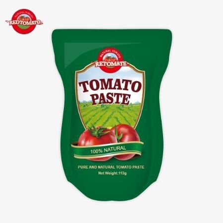 113g Stand-up Sachet of Tomato Paste Mematuhi Standar Produksi ISO HACCP BRC Dan FDA