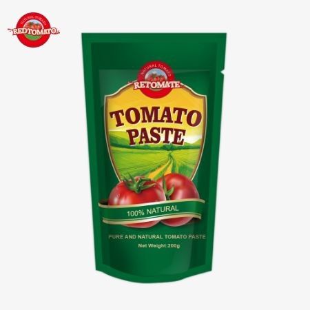 200g Stand-up Sachet of Tomato Paste Memenuhi Standar ISO HACCP Dan BRC Memastikan Kepatuhan Dengan Harga Pabrik