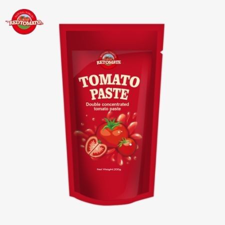 200g Stand-Up Sachet of Tomato Paste Memenuhi Standar ISO HACCP dan BRC, Memastikan Kepatuhan Harga Pabrik