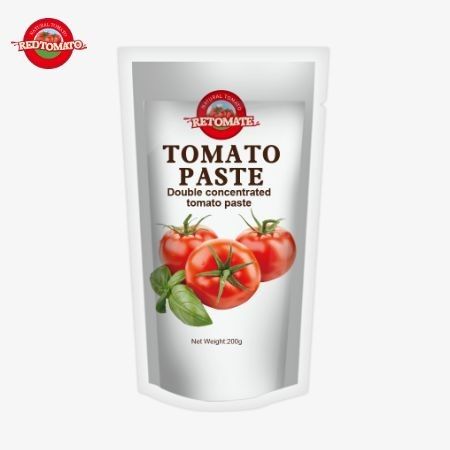 200g Stand-up Sachet of Tomato Paste memenuhi standar ISO HACCP dan BRC untuk pematuhan harga pabrik