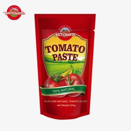 200g Stand-Up Sachet of Tomato Paste Memenuhi Standar ISO HACCP dan BRC, Memastikan Kepatuhan Harga Pabrik