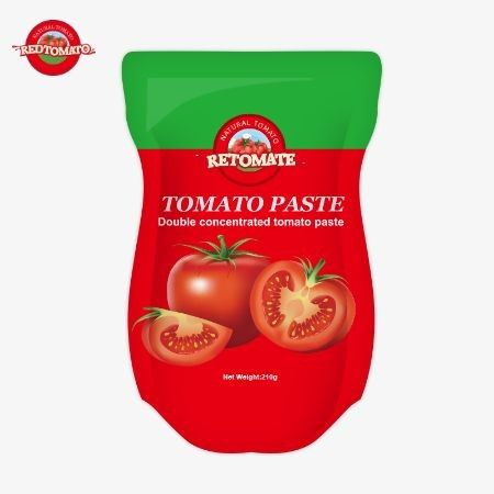 Produksi pasta tomat sachet berdiri 210g mematuhi ISO HACCP BRC dan standar manufaktur FDA
