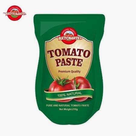Produksi pasta tomat sachet berdiri 210g mematuhi ISO HACCP BRC dan standar manufaktur FDA