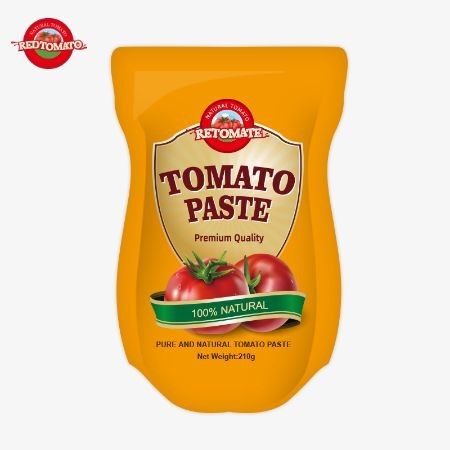 Produksi pasta tomat sachet berdiri 210g mematuhi ISO HACCP BRC dan standar FDA