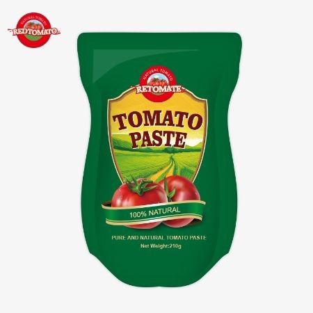 Pasta Tomat Stand-Up Sachet 210g Memenuhi Standar Produksi ISO HACCP BRC Dan FDA