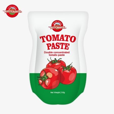 210g Stand-Up Sachet Tomato Paste Memenuhi ISO HACCP BRC Dan Standar Produksi FDA