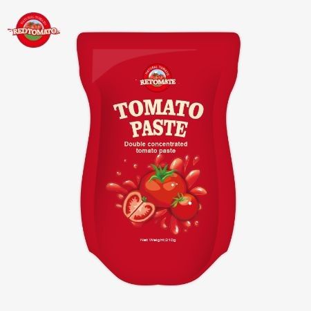 210g Stand-up Sachet of Tomato Paste memenuhi ISO HACCP BRC dan FDA Standar Produksi