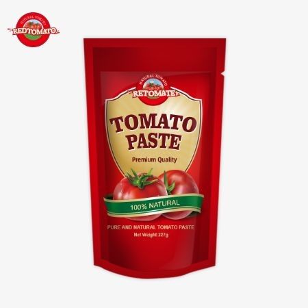 ISO Pouch Tomato Paste 227g Double Concentrated Tomato Paste dengan kemurnian mulai dari 30% sampai 100%