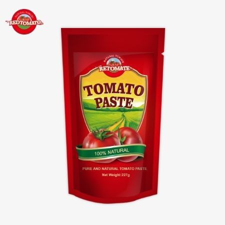 ISO Pouch Tomato Paste 227g Double Concentrated Tomato Paste dengan kemurnian mulai dari 30% sampai 100%