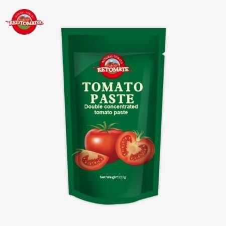 ISO Pouch Tomato Paste 227g Double Concentrated Tomato Paste dengan kemurnian mulai dari 30% sampai 100%