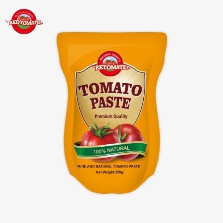250 g pasta tomat dalam kantong berdiri manis dan asam, dengan 30%-100% kemurnian