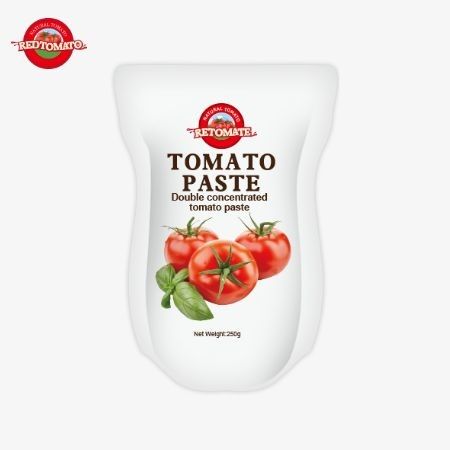 Kantong Stand-Up ini berisi 250g Pasta Tomat Manis dan Pedas Dengan Kemurnian 30% hingga 100%