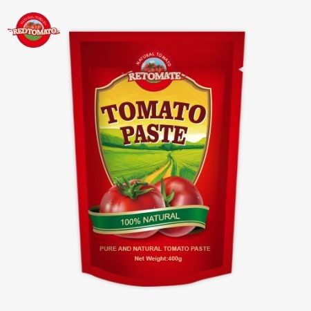 400g Stand-Up Sachet Tomato Paste Nyaman Rasa Dan Kemurnian Dari 30% Sampai 100%