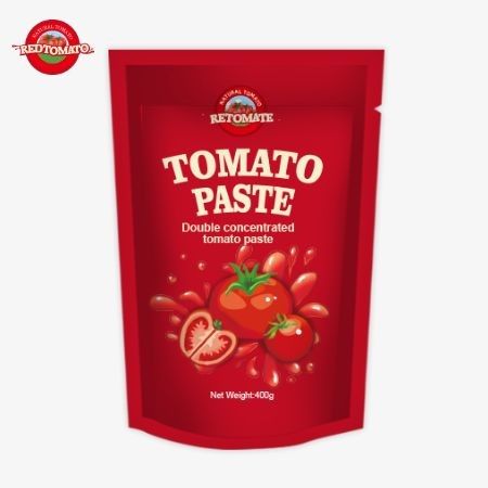 400g Stand-Up Sachet Tomato Paste Nyaman dan Menggugah Selera dengan kemurnian mulai dari 30% sampai 100%