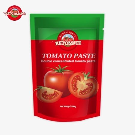 500g Stand-up Sachet of Tomato Paste menawarkan kemasan yang nyaman dan rasa yang lezat