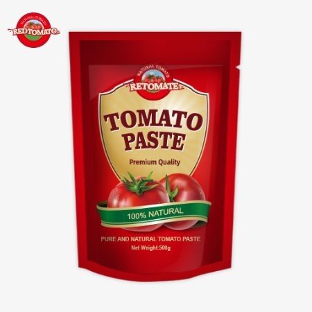 500g Stand-up Sachet of Tomato Paste memberikan kemasan yang nyaman dan rasa yang lezat
