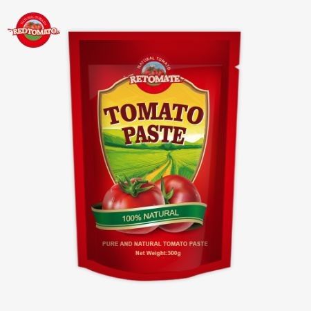 500g Stand-up Sachet of Tomato Paste memberikan kemasan yang nyaman dan rasa yang lezat