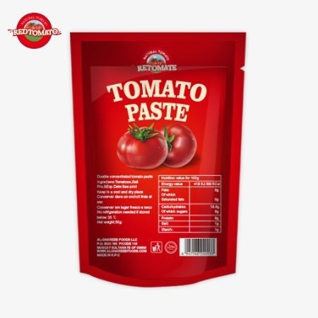 500g Stand-up Sachet of Tomato Paste menawarkan kemasan yang nyaman dan rasa yang lezat