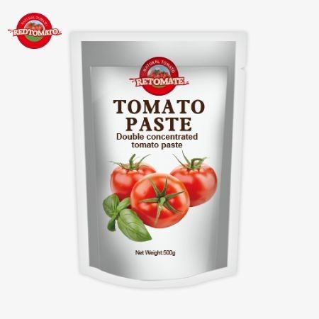 500g Stand-up Sachet of Tomato Paste memberikan kemasan yang nyaman dan rasa yang lezat