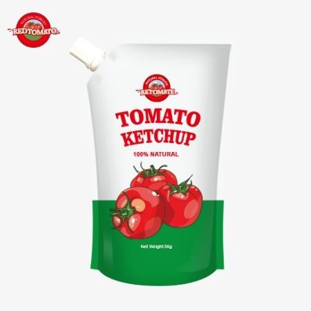 ISO-Standard 56g Sachet Ketchup murni dengan rasa alami, sesuai dengan standar produksi internasional