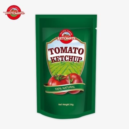ISO-Certified Factory Sachet Ketchup, 56g, Menawarkan Pure, Natural Sweet And Sour Rasa