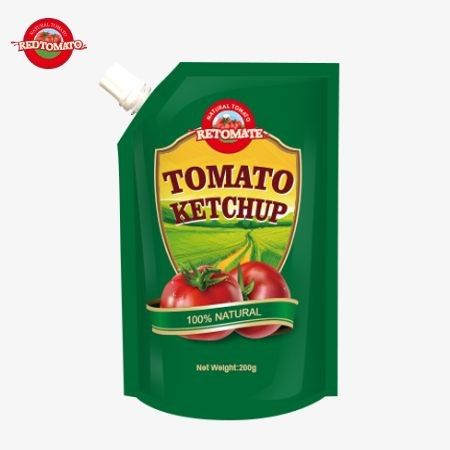 Kami memproduksi 200g kantong ketchup yang memenuhi standar internasional dan tersedia dengan harga pabrik