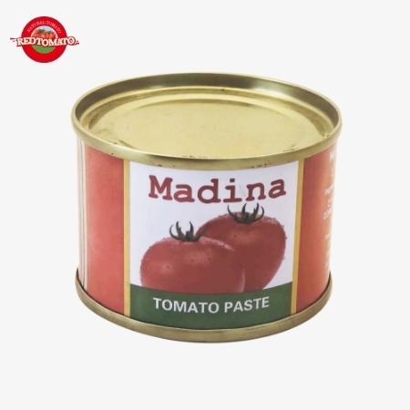 Madina 70g Pasta Tomat Kaleng Dengan Brix 28-30% Menyediakan Merek Dan Desain Kemasan