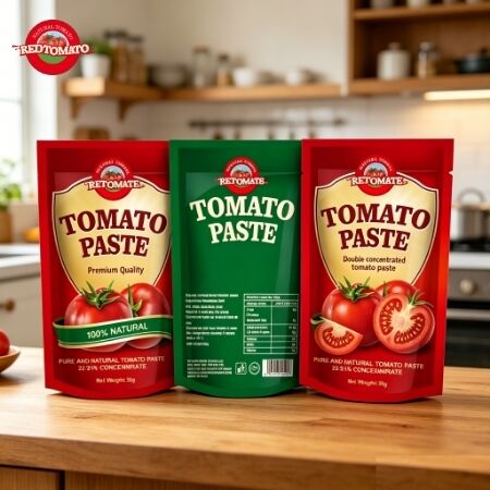 50g Sachet Berdiri Konsentrasi Ganda Tomat Pasta dengan Sertifikasi ISO, HACCP, BRC, FDA