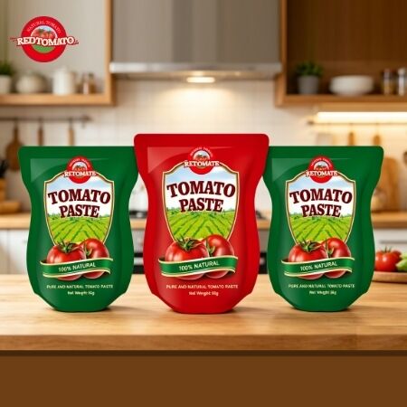 Pasta Tomat Grosir Premium Kemasan Sachet Berdiri Tersedia dalam Spesifikasi 56g dan 70g, Dibuat dengan Tomat Murni dan Tanpa Tambahan Bahan
