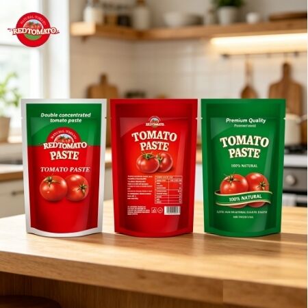 Berbagai Kemurnian Stand Up Pouch Pasta Tomat 80g Konsentrat Ganda Kelas 30 Sampai 100