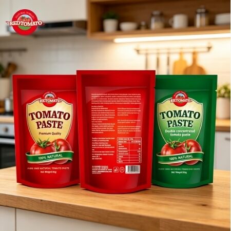 80g Triple Concentrated Sachet Tomato Paste dengan sertifikasi ISO, HACCP, BRC, FDA untuk penggunaan yang nyaman