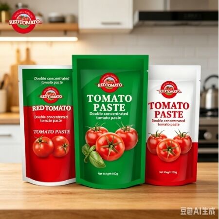 100g Stand-up Sachet Tomato Paste dengan konsentrasi tiga kali dan ISO, HACCP, BRC, FDA Certification