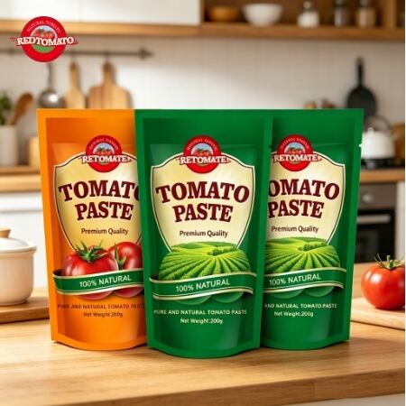 200g Stand Up Sachet Tomato Paste dengan Triple Concentration Memenuhi Standar ISO, HACCP, dan BRC